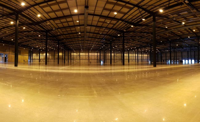 Polished concrete warehouse floor