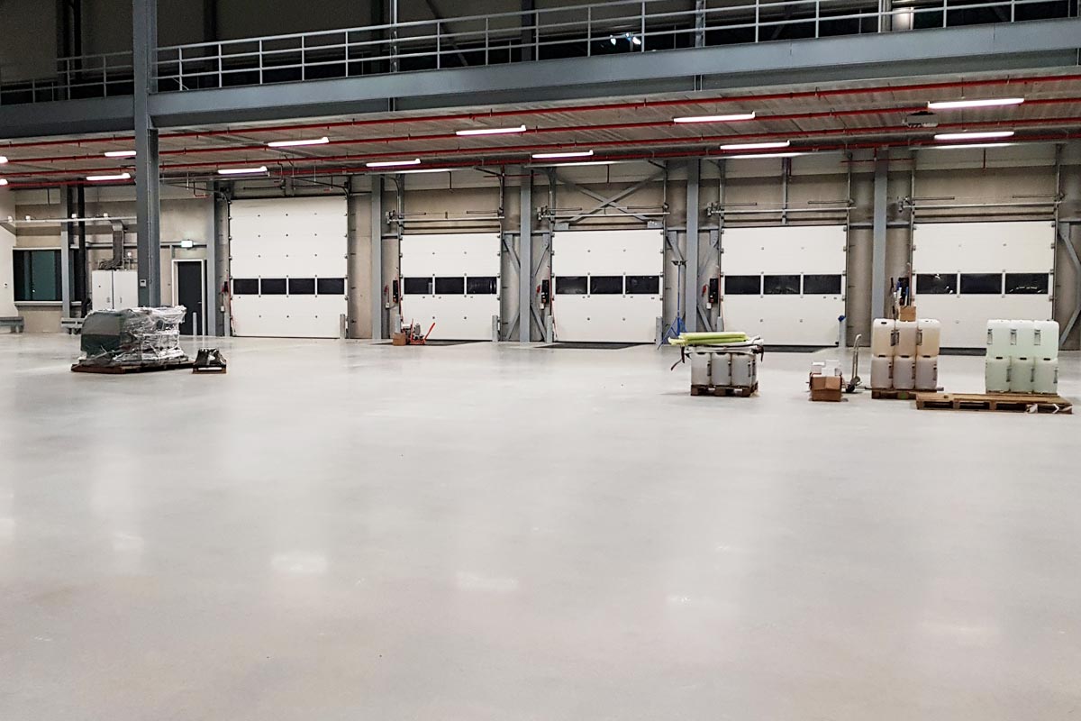 Matt Plus finish applied to industrial warehouse concrete floor